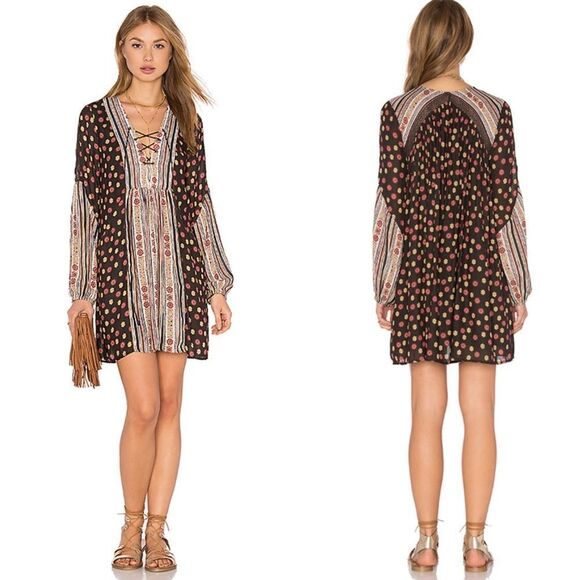 Free people bohemian printed pebble rain peasant dress - Picture 1 of 7